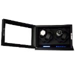 Wood luxury watch winder with four winding positions and LED display
