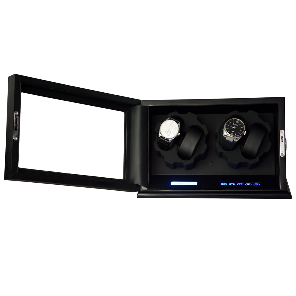Wood luxury watch winder with four winding positions and LED display