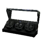 Black watch winder open display with six winding positions and acrylic cover