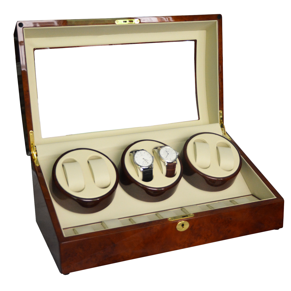 Japanese Mabuchi watch winder open with 6 winding positions and 7 storage positions
