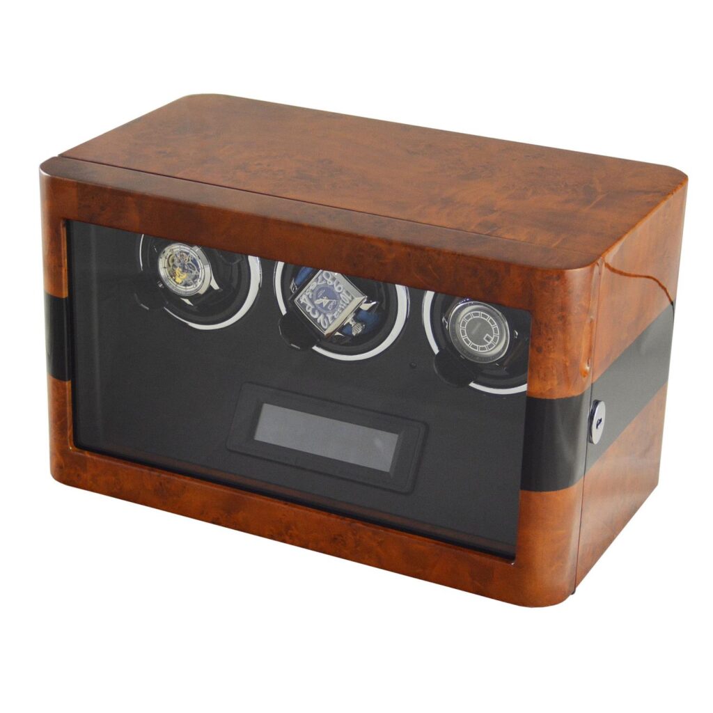 Triple Watch Winder angle side with Key lock