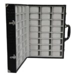 48 slot watch case showing gray velvet compartments and structured storage design