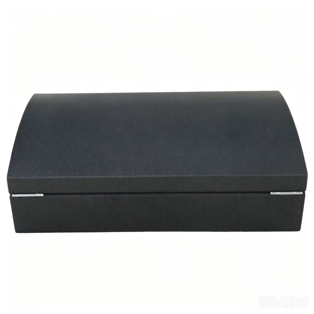 Carbon fibre watch case with rear hinge detail and smooth exterior finish