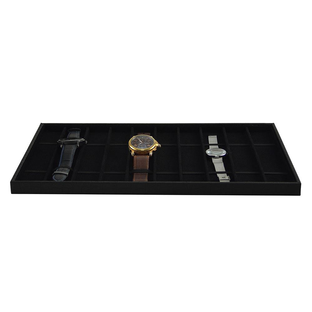 Black watch straps tray displaying watch straps