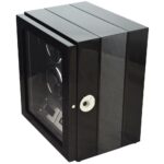 4 watch winder with carbon fibre side panel, tempered glass door and fingerprint lock