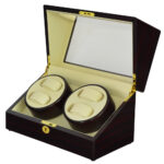 Ebony watch winder cushion detail with beige interior material