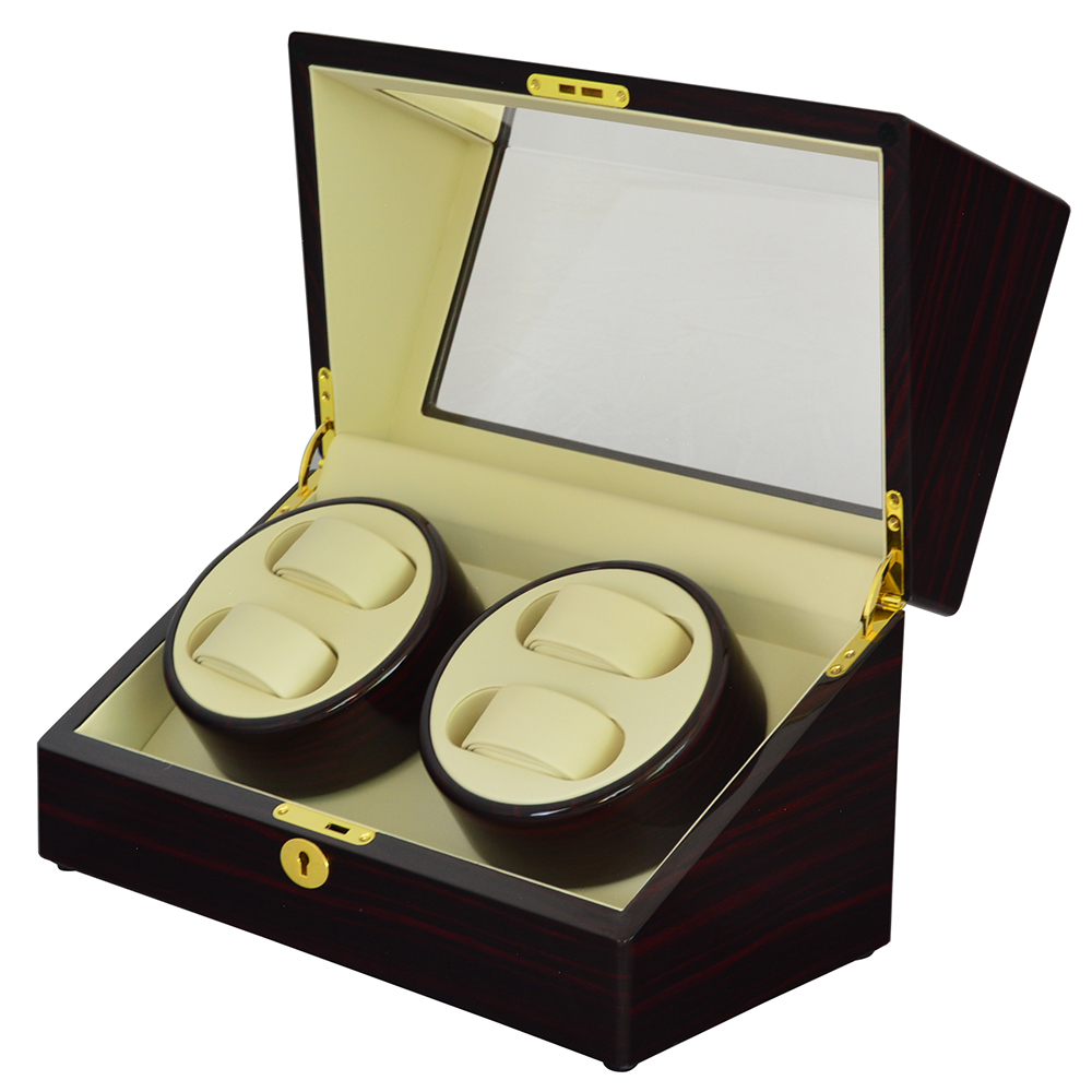 Ebony watch winder cushion detail with beige interior material