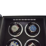 4 watch winder interior with four watch holders, black lining and LED light