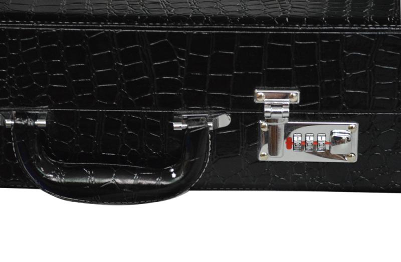 PU leather watch case with crocodile grain surface and combination lock detail