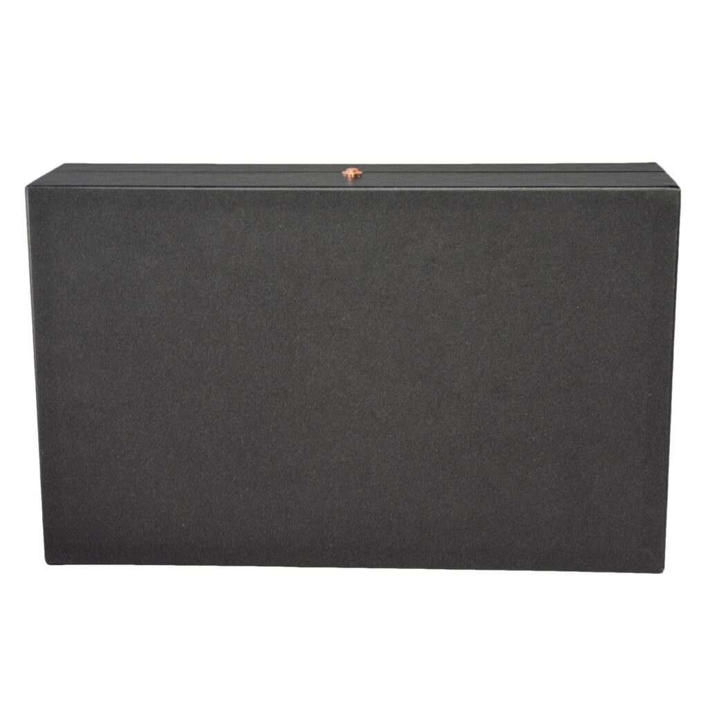 Open 10 slot watch box with grey velvet interior and watch cushions