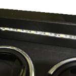 Watch winder interior with LED lighting and black winding compartments