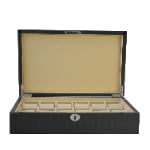 Carbon fiber watch storage case with organized compartments