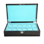 12 watch display case with Tiffany blue velvet interior and compartments
