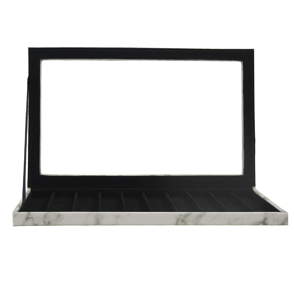 Open 10 watch display case with black velvet interior and acrylic window