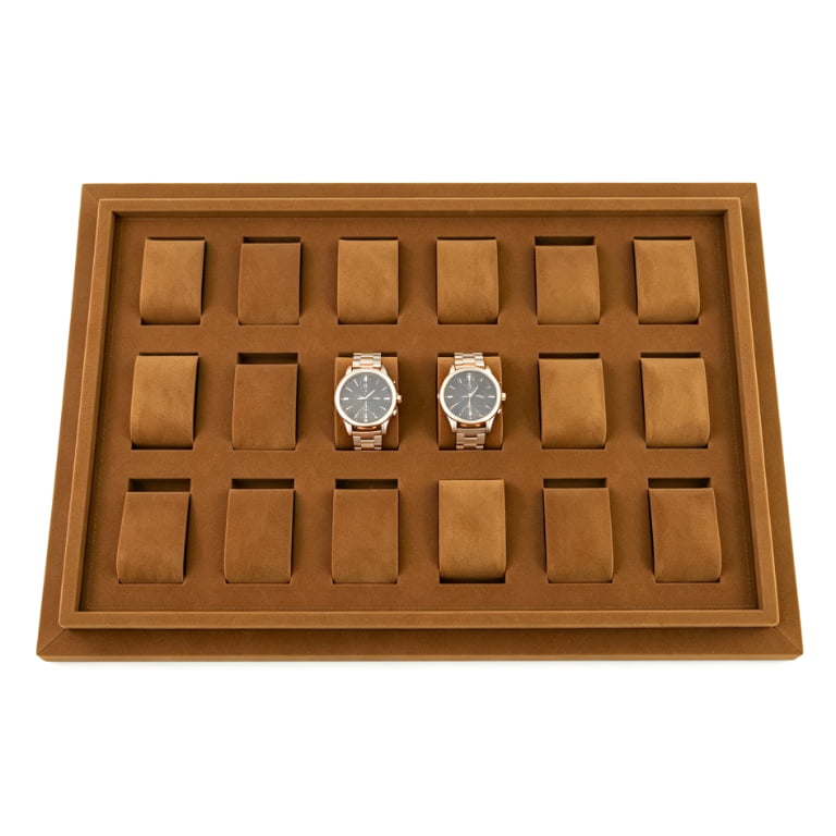 Velvet Watch Display Tray with 18 Watch Storage Compartments