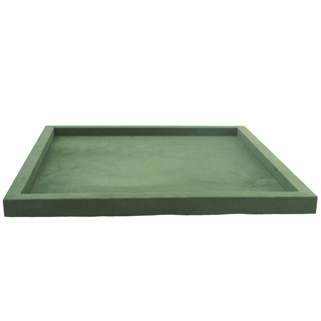 Green velvet watch tray with flat presentation surface