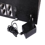 Watch winder case showing power adapter and control settings