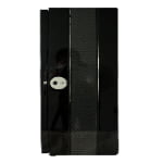 12 watch winder side profile with high-gloss black cabinet, carbon fibre-style panel and fingerprint lock