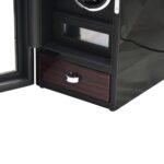 Black 2 watch winder lower storage drawer with contrasting dark wood-style front panel