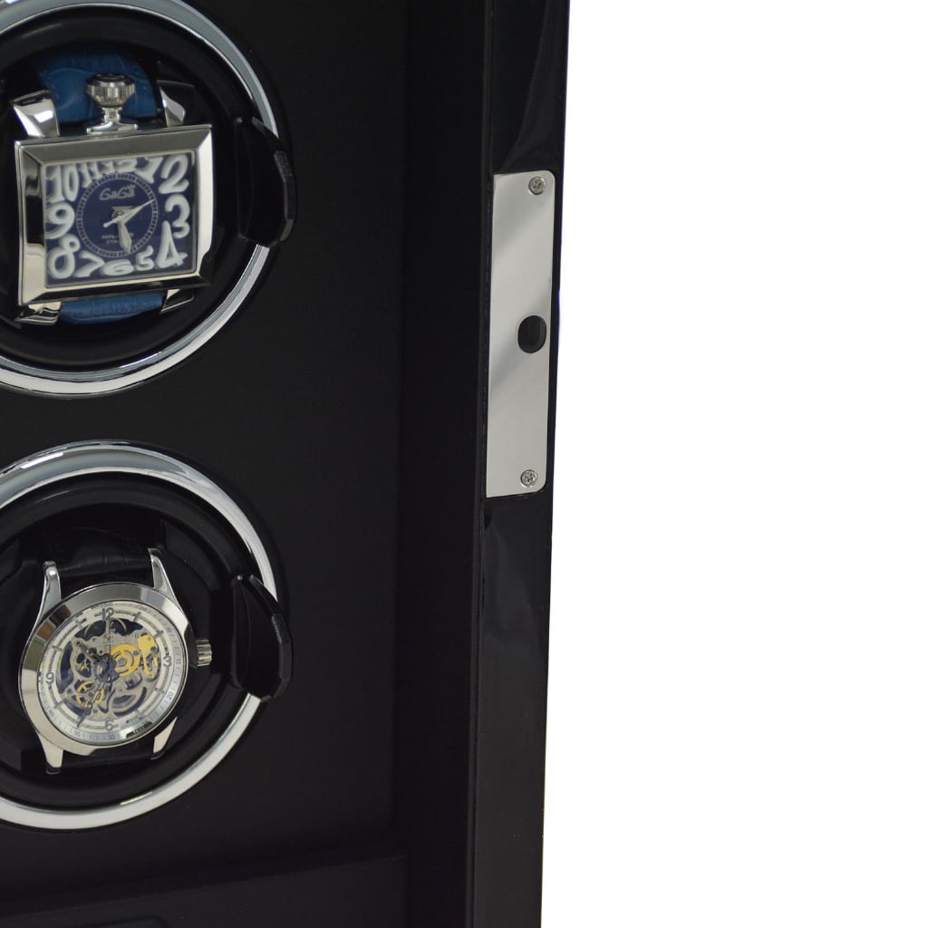 Black 6 watch winder interior with close-up view of the door sensor beside the winding positions
