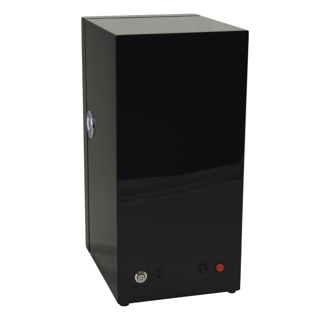 Black 2 watch winder rear view showing power controls and cabinet finish
