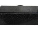 Closed black PU leather watch collection case with crocodile grain exterior