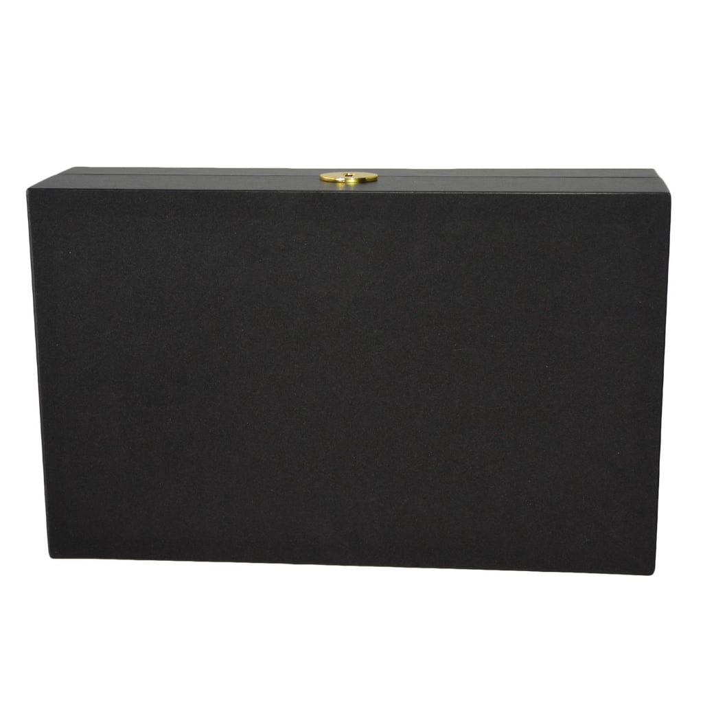 Back view of black PU leather watch display storage box