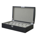 12 watch storage case with organized velvet watch cushions