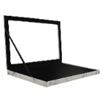 Open marble watch display case showing black velvet watch compartments