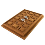 Top view of coffee velvet watch display tray