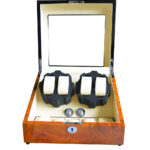 Automatic watch winder box with tempered glass display window and storage positions