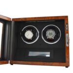 Premium watch storage winder interior detail with black PU leather