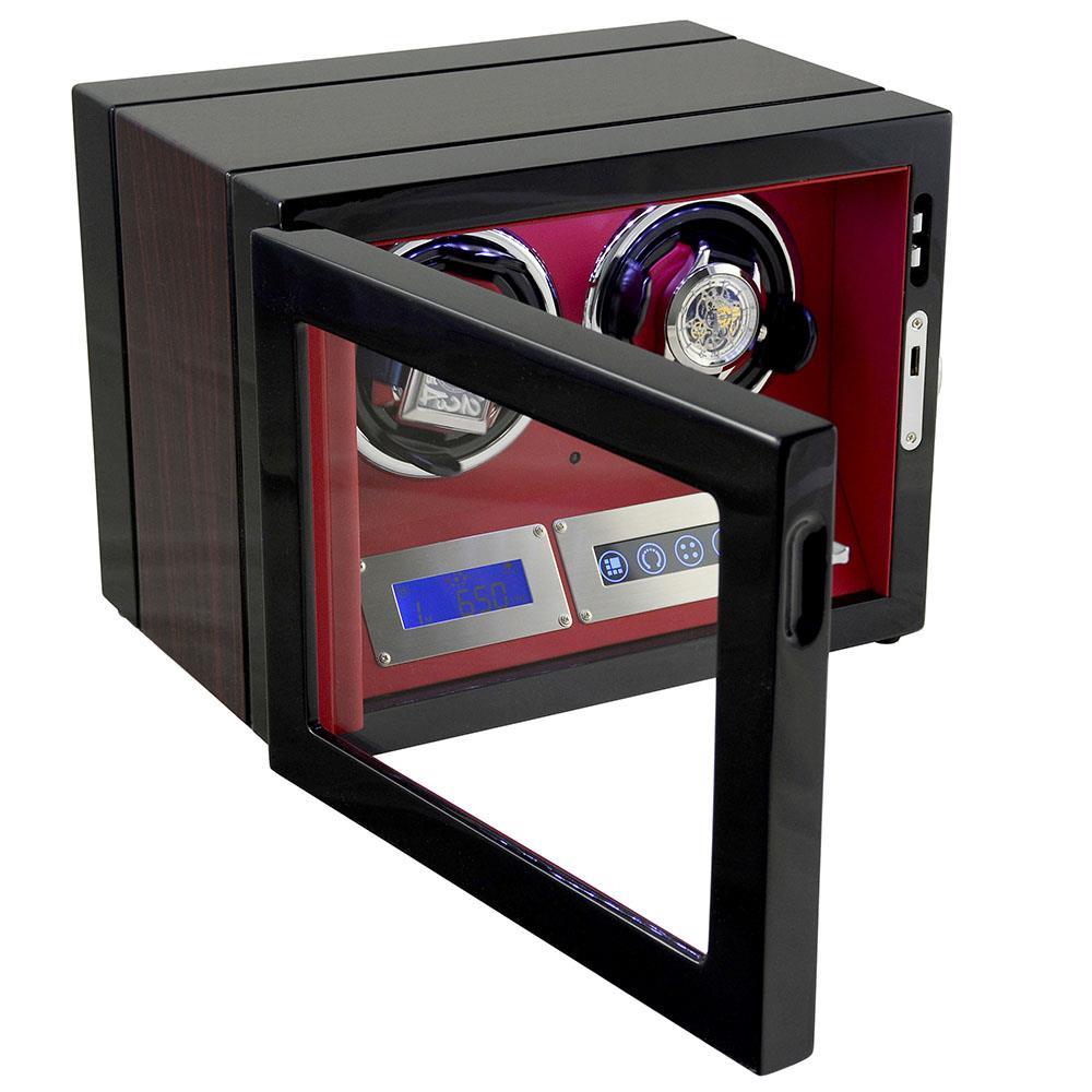 wholesale double watch winder case with tempered glass