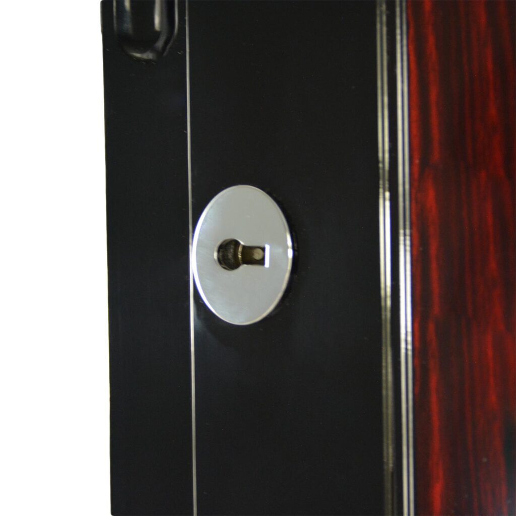 9 watch winder standard hardware lock detail on high-gloss cabinet door