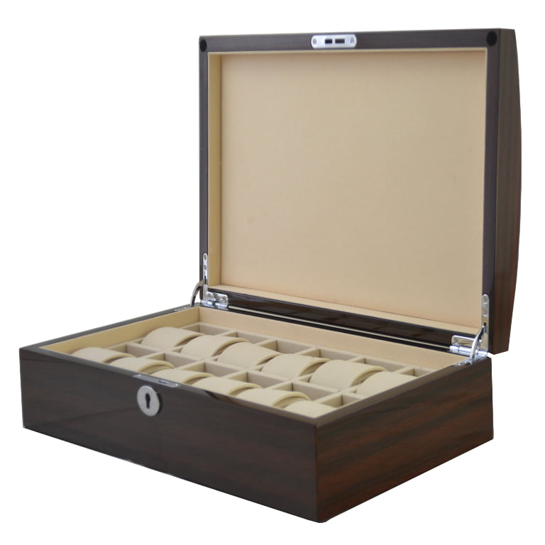 Arc High Gloss Wooden Watch Collector Case with 12 Watch Storage Capacity