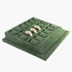 Green velvet 18 watch tray organizer angle view