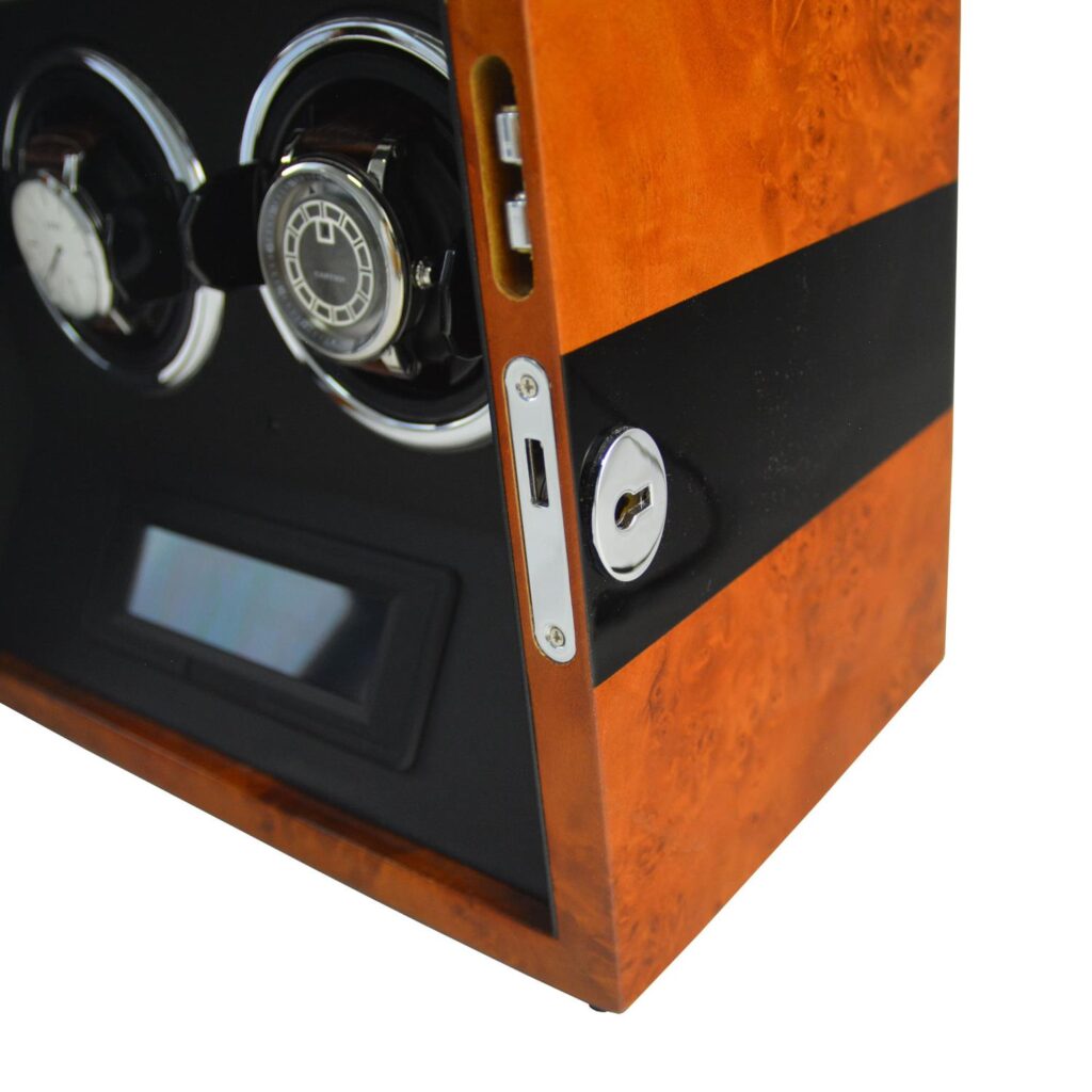 Premium watch storage winder lock with high glossy lacquer