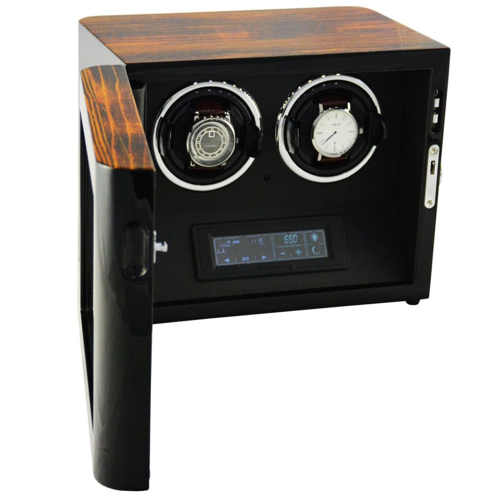 2 watch winder storage case with display screen and PU leather interior