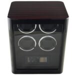 Ebony 4 watch winder with tempered glass front and four winding positions