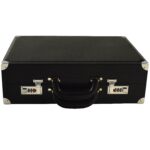 Angled view of black PU leather watch storage case with crocodile grain finish