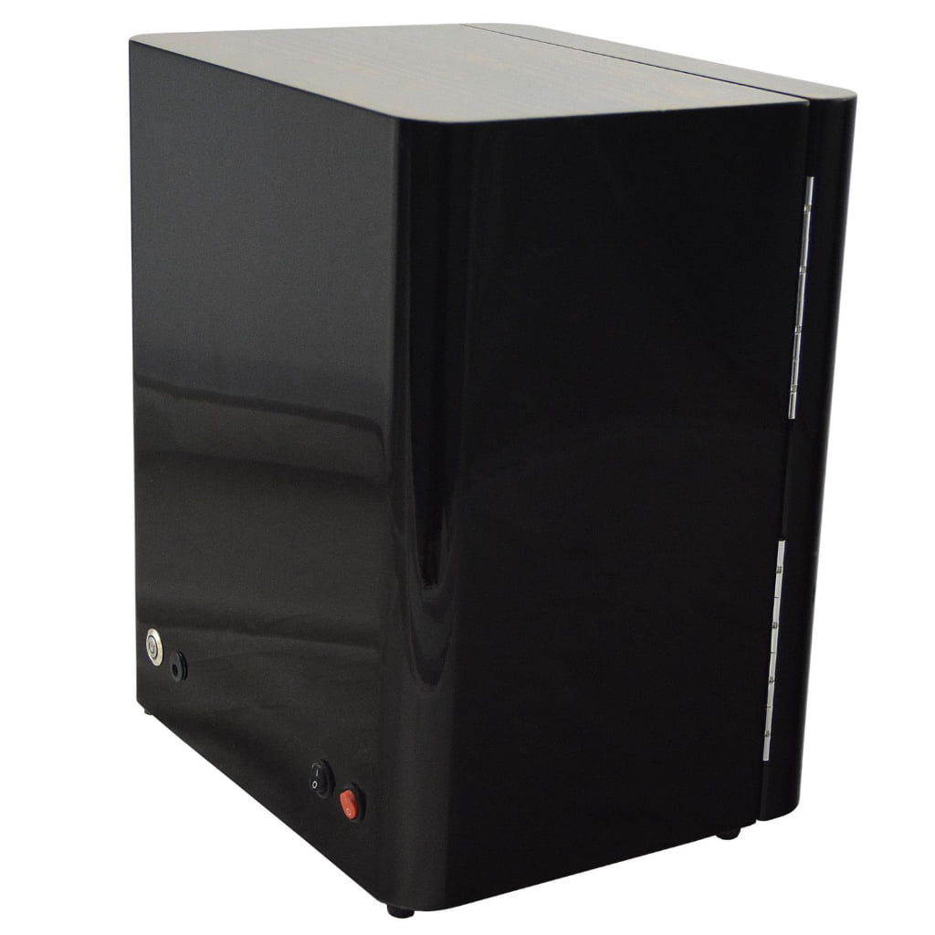 4 watch winder rear view with high-gloss lacquered enclosure, power connection and control switches
