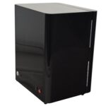 4 watch winder rear view with high-gloss lacquered enclosure, power connection and control switches