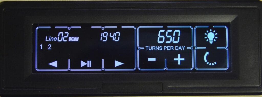 Luxury watch winder case LCD display screen detail with PU leather interior