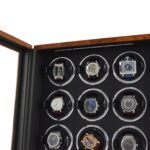 9 watch winder interior detail showing LED light strip and nine individual winding positions