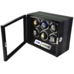 6 watch winder displaying watches with LED light and touchscreen control panel