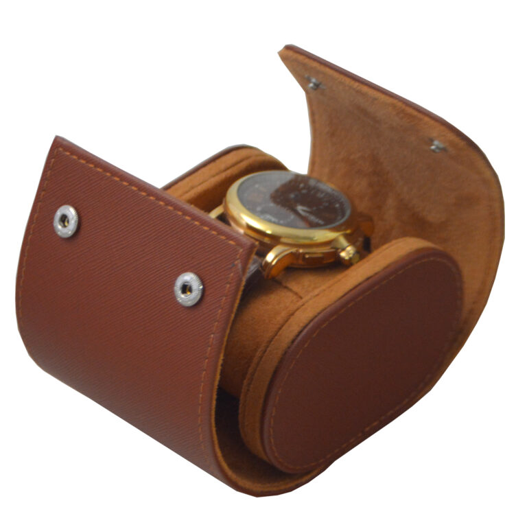 Crossed Grain PU Leather 1 Watch Travel Box