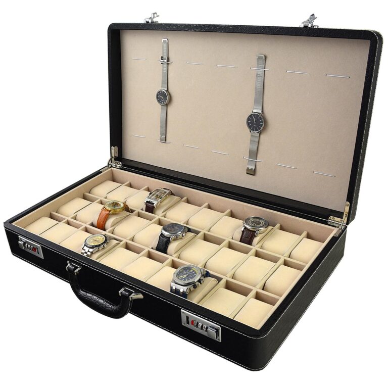 30 Watch Case with PU Leather Crocodile Grain Finish