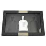 Perfume display box with black wood veneer exterior detail