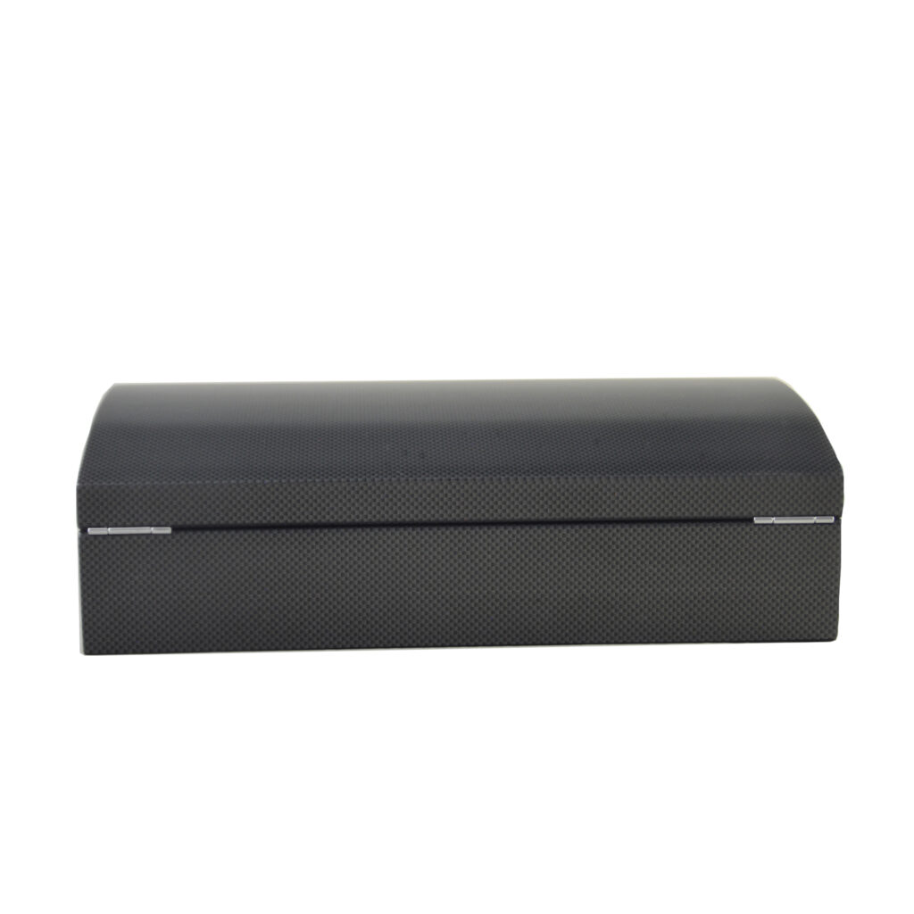 Watch box with standard hardware lock and carbon fiber surface