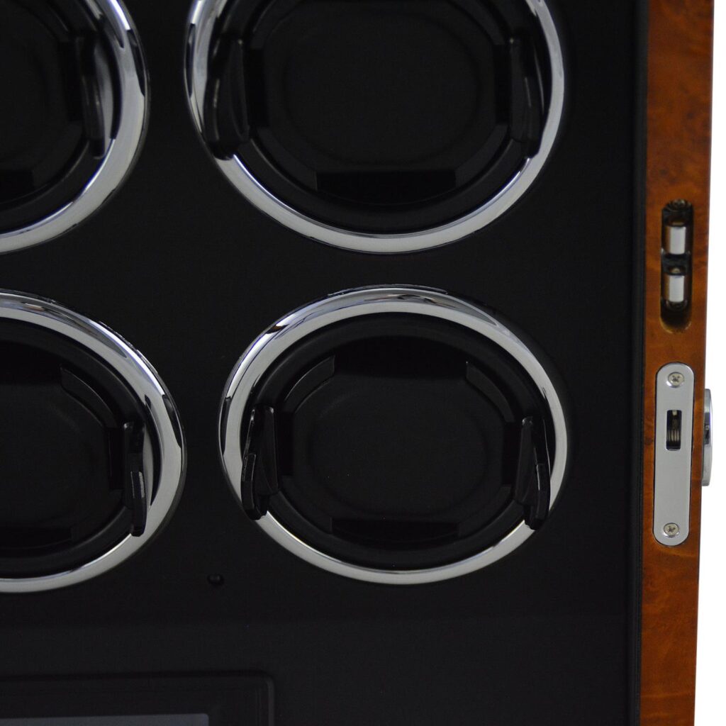 Sextuple Watch Winder watch holders details with key lock